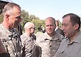 Colonel Farkhod Rustamov welcoming Lieutenant General Lovelace on Uzbek soil