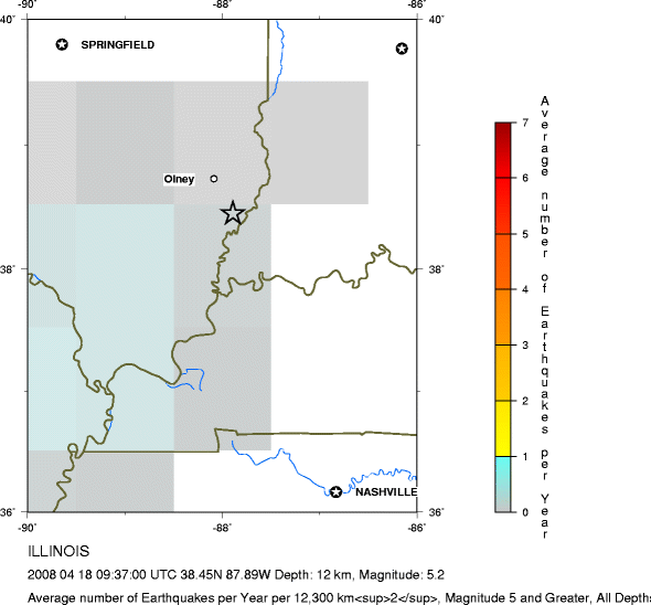 Earthquake Density Map, All depths