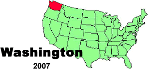 United States map showing the state of Washington