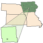 Map of the site location displaying the EPA Region, state, county and latitude/longitude of the site