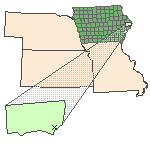 Map of the site location displaying the EPA Region, state, county and latitude/longitude of the site