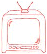 Childlike drawing of a TV set.