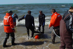 Deploying nearshore ADCP at Ogden Dunes