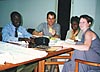 (l-r) Yaovi Atohoun (Leland/Benin), Brian Bacon (Leland/Washington), Jacqueline Ahouansou (Leland/Benin) at the Leland training in Cotonou, August 1998.