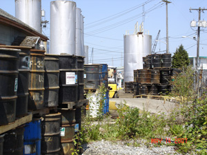 Photo of drums on the Basin Oil site