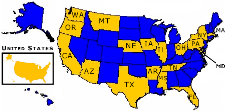 USA Map for 2001 Data Profiles