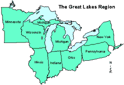 The Great Lakes Region map