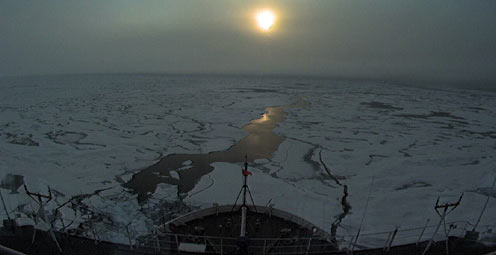 Image of the USGS Arctic Chronicles blog and the U.S. Coast Guard Cutter Healy. - story details below