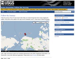 Screenshot of the Arctic Chronicles blog and journey tracker.