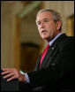 President George W. Bush addresses his remarks on his veto of S.5, the “Stem Cell Research Enhancement Act of 2007,” in the East Room of the White House Wednesday, June 20, 2007.  White House photo by Eric Draper