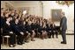 President George W. Bush visits with members of the National FFA Organization State Presidents' Conference Thursday, July 28, 2005, in the State Dining Room of the White House. Founded in 1928, the National FFA, is a youth organization that prepares middle and high school students for leadership, personal growth and successful careers through agricultural education, hands-on work experience and scholarship opportunities.  White House photo by Paul Morse