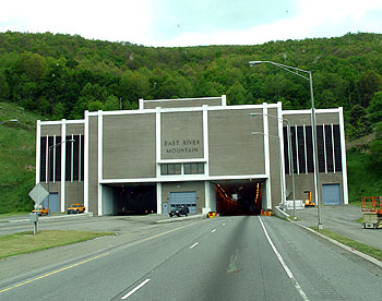 Long shot of tunnel entrance.