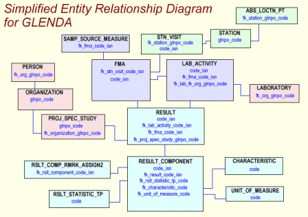 simplified entity-relationship diagram for GLENDA