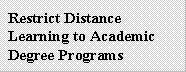 Restrict Distance Learning to Academic Degree Programs