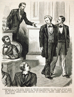 washington, d. c.—the extra session of the senate—president pro tem. ferry bowing down mr. kellogg of louisiana, march 6th. after objections had been raised to his taking the oath of office.