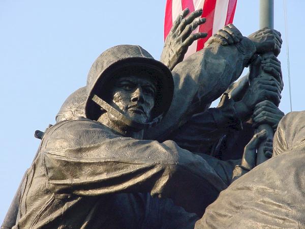 Close-up of the Marine Corps War Memorial