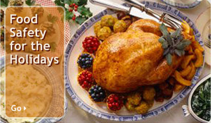 Holiday dinner with side dishes and a roasted turkey. With a go button.