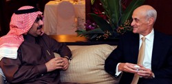 Secretary Chertoff and Saudi Prince Muhammad bin Nayif share coffee during a morning visit on November 6, 2008 (DHS Photo/Cangemi)