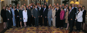 HSAC and Subcommittees pose with Secretary Chertoff at the June 25, 2008, meeting in Washington, DC. 