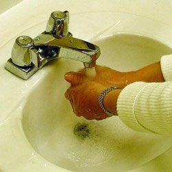 Hand washing kills germs and is a first line defense to protect against the spread of the flu. Photo credit: Emily Roesly