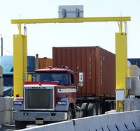 A truck passes through a radiation portal monitor at the port of Newark, New Jersey. (Photo/Whitehouse