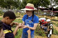 Students learning about gardening