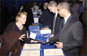 Office of Management and Budget (OMB) employees distribute the FY 2006 U.S. Government Budget at GPO.