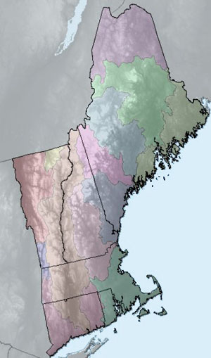 map of New England 