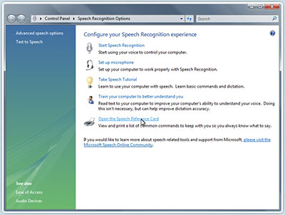 Speech Recognition in Windows Vista