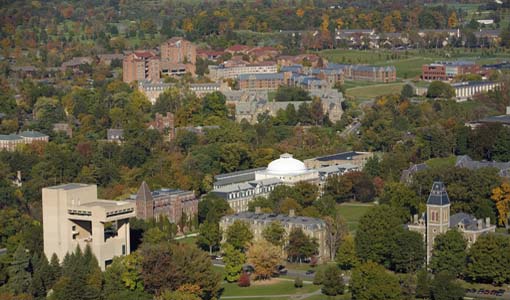 scenic of the Cornell campus in Fall