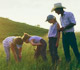 A family in a field