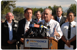 Secretary of the Interior Dirk Kempthorne joined California Gov. Arnold Schwarzenegger, U.S. Geological Survey Director Mark Myers and more than 5 million Californians in The Great Southern California Shakeout, the largest earthquake preparedness drill in U.S. history.