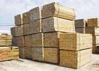 Photo of stacks of lumber.