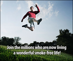 'Quit Smoking' Health-e-Card.  Wording: Join the millions who are now living a wonderful smoke-free life!