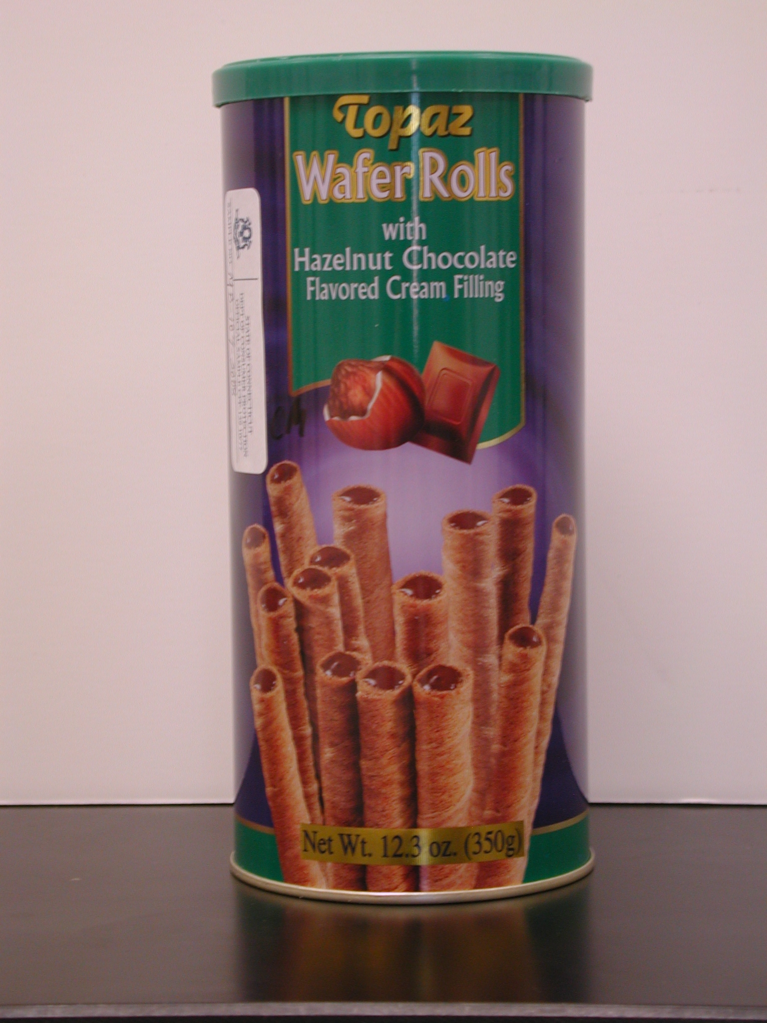 label from Topaz Hazelnut Wafer Rolls with Hazelnut Chocolate Flavored Creme Filling