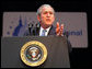 President George W. Bush gestures as he addresses his remarks at the 2008 "Congress of Tomorrow" Luncheon Friday, Jan. 25, 2008, in White Sulphur Springs, West Virginia. President Bush urged the Senate to move quickly on the stimulus package to help rejuvenate the economy. White House photo by Chris Greenberg