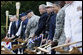 President George W. Bush participates in the ceremonial groundbreaking for the Walter Reed National Medical Center Thursday, July 3, 2008, in Bethesda, Md.  White House photo by Eric Draper