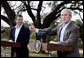 President George W. Bush speaks during a joint press availability with Prime Minister Anders Fogh Rasmussen of Denmark at The Bush Ranch in Crawford, Texas, Saturday, March 1, 2008, in Crawford, Texas.  White House photo by Eric Draper