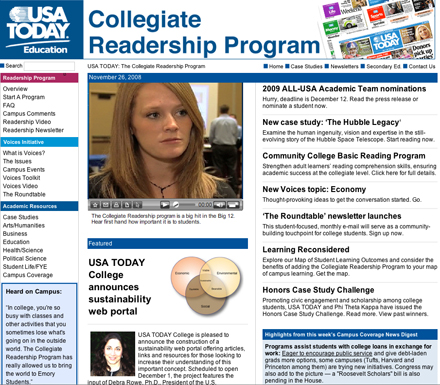USA TODAY's Collegiate Readership Program website