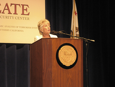 Congresswoman Harman speaks at USC on terrorism, homeland security issues, and port security.