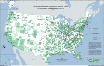 Link to a larger GIF image of the December 2003 Metropolitan and Micropolitan Statistical Areas of the United States and Puerto Rico.