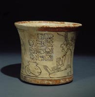 FLARING CODEX-STYLE VASE: SEATED RULER AND DWARF