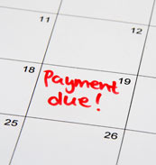Calendar with note of payment due