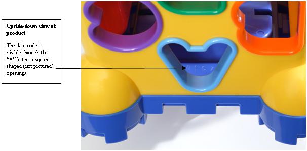 Picture of Recalled Shape Sorting Toy Castle Date Code Location