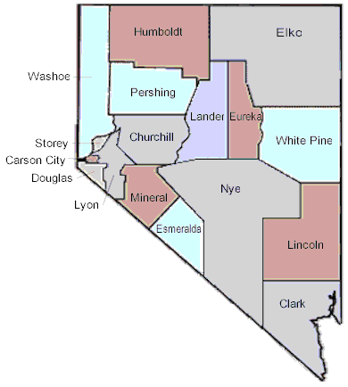 Map of Nevada Counties