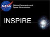 The word INSPIRE set against a black background with the NASA logo in the upper left corner