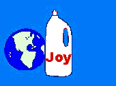bottle of Joy detergent and picture of the earth