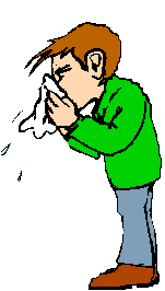 boy sneezing into tissue