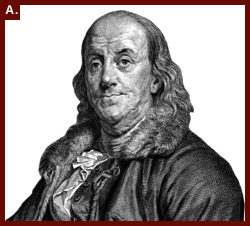 'Benjamin Franklin: Ne a Boston, dans la Nouvelle Angleterre, le 17 Janv. 1706,' 1778