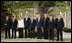 Leaders of Group of Eight pose for photos Monday, July 7, 2008, prior to dinner at the Windsor Hotel Toya Resort and Spa in Toyako, Japan. From left are: Prime Minister Silvio Berlusconi of Italy; President Dmitriy Medvedev of Russia; Chancellor Angela Merkel of Germany; Prime Minister Gordon Brown of the United Kingdom; Japan's Prime Minister Yasuo Fukuda; President George W. Bush; Prime Minister Stephen Harper of Canada; President Nicolas Sarkozy of France, and President Jose Manuel Barroso of the European Commission.